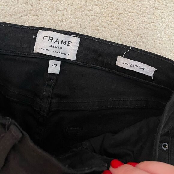 FRAME denim Black "Le High Skinny" with Stilleto Hem size 25! - Picture 3 of 4